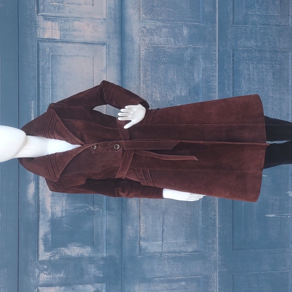 Argentinian Ladies Genuine Suede Leather Full Length Coat (Quilted Lining) - Picture 11 of 17